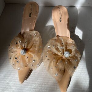 Jeffrey Campbell / Free people Party crasher slides nude rhinestone size 8